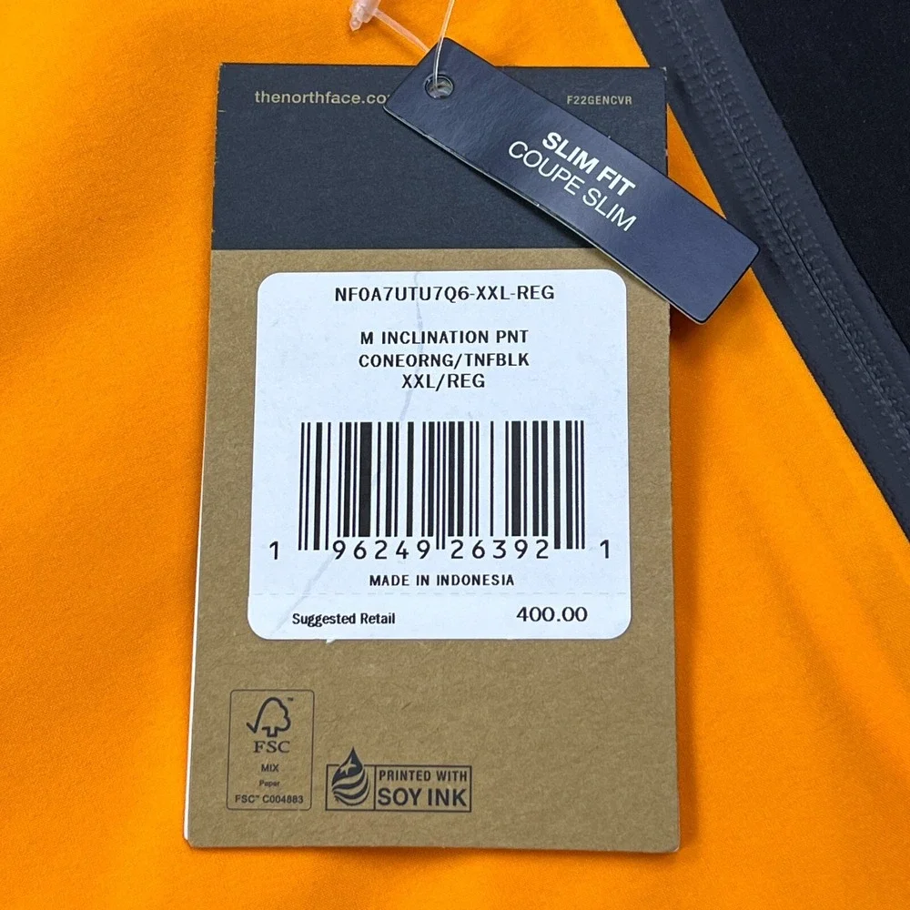 NWT The North Face‎ Inclination Pants Ski Snowboard Orange/Black Mens XXL 44x33